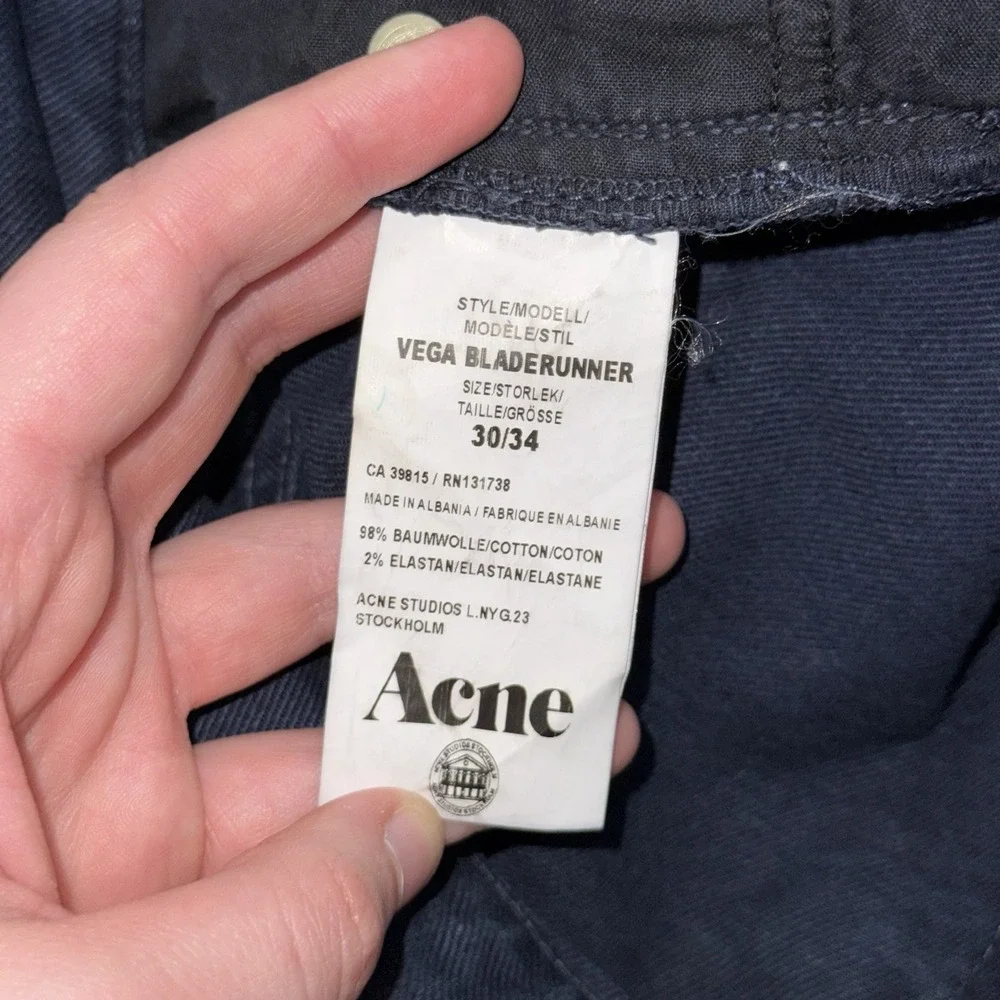 Acne Studios Vega Bladerunner Slim Fit Jeans Men's 30x34 Dark Blue Wash Stretch